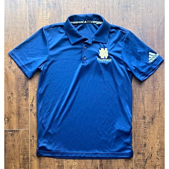 Adidas Notre Dame Polo Shirt Men S Blue Climalite Adizero Fighting Irish College - Picture 1 of 6